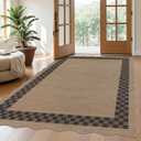 U'Artlines Faux Jute Checkered Area Rug 5x7, Washable Non Slip Rug