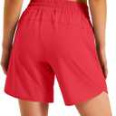 Ksmien Women's 5"/ 7" Athletic Running Shorts Quick Dry Lightweight Workout Gym Shorts with Zipper Pockets UPF 50+, 2XL