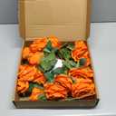 Serwalin 20pcs 4'' Big Orange Artificial Roses, Large Flower Head Silk Rose Velvet Real Touch, Fake Roses Long Stems Realistic Bouquet for Wedding, Table Centerpiece Home Decor