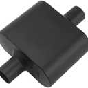 Piclafe Universal Mufflers Single Chamber 2" Inlet 2" Outlet 13" Overall Length, Aluminized Steel Performance Muffler for Cars, Trucks (Black)