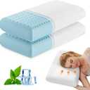 DUMOS Memory Foam Pillows for Sleeping 2 Pack, Bed Pillows for Adults with Washable Cover and Breathable Mesh, Gel Cooling Pillow for Back and Side Sleeper Support, White