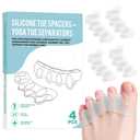 4 Pcs Silicone Toe Spacers – Yoga Toe Separators for Toe Straightening & Relaxation | Correct Overlapping Toes, Bunions, Hammer Toe | Toe Support toe separators for Women & Men (Clear, 3.98)