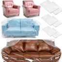 Breling 6 Pcs 3 Sizes Furniture Moving Covers for Couch Sofa Loveseat Armchair 4 Mil Thick Plastic Drop Cloths Clear Furniture Moving Protector for Cover and Storage, 134" x 42", 82" x 42", 42" x 40"