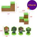 DecoSet Mobs Beware Minecraft Cake Topper, 6-Piece Stackable Cake Decoration, Interlocking 3D Blocks With Characters, Food Safe Birthday Cake Decoration