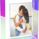 5x7 Acrylic Picture Frame Neon Floating Photo Frame for Wall Mount and Tabletop Decorative in Gallery Home Office, Iridescent (Rainbow - Recommend)