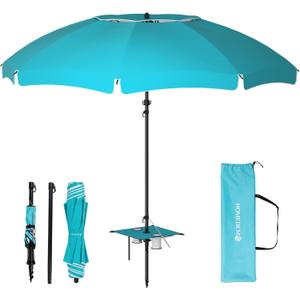 HOMEDEMO 7FT Portable Folding Beach Umbrella for On-the-Go Sun Protection at Outdoor Events