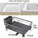 SNTD Dish Drying Rack - Small Dish Rack for Kitchen Counter, Stainless Steel Dish Drainer with Utensil Holder and Drainboard, 11" W x 15" L (Grey)