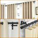 Double Bay Window Curtain Rods 36 to 72 Inches(Center Rod), Black