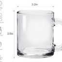 Accguan Glass Coffee Mug Set, (8 Pack) 12 Ounce with Convenient Handle, Tea Glasses for Hot/Cold Beverages, Thermal Shock Resistant, Tempered Glass, Mugs for Cappuccino, Latte, Espresso