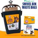 Arm & Hammer Dog Pooper Scooper Swivel Bin & Rake, Poop Scoop for Dogs, Black (2 Heavy Duty Scented Waste Bags Included)