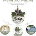 Welcome Sign for Front Door, Rustic Round Wood Wreaths Wall Hanging Outdoor Decor, Porch Fence Decorations Hanging Gift for Home Outdoor for Spring Summer Fall All Seasons Holiday, Bless This Home