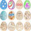 Toyvian Easter Wooden Cutouts Ornaments, 48Pcs Blank Unfinished Wood Hanging Tags with Markers for DIY Craft Springtime Flower Butterfly Crafting Supplies for Birthday Party Holiday