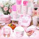 350 Pcs Pink Bow Graduation Party Supplies for Girls, Class of 2026 Disposable Paper Plates and Napkins Tableware Set Serve 50 Guests, Congrats Grad Dinnerware Paper Plates Napkins Utensils