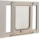 Ideal Pet Products Aluminum Sash Window Pet Door, Adjustable to Fit Window Widths from 23" to 28", Chubby Kat 7-1/2 x 10-1/2 Flap Size