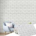 Hahafelt 1 Pcs 32 x 2.3 ft 3D Wall Panel, Faux Brick Wall Panel White Peel and Stick 75 Sq ft Coverage Waterproof Wallpaper Sticker for Bedroom, Living Room, Bathroom Home Decoration