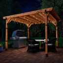 Ozco Ironwood Lite 6x6 Post Base Kit, Includes 1 Post Base Plate, 4 Decorative Plates, 8 Hex Cap Nuts, OWT Timber Screws, Galvanized Steel for Pergolas | 52108