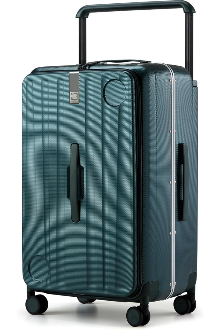 Hanke Multifunctional 26 Inch Hard Shell Suitcases with Wheels Travel Approved Luggage Large Rolling Suitcase Checked Luggage for Women Men(Blackish Green)