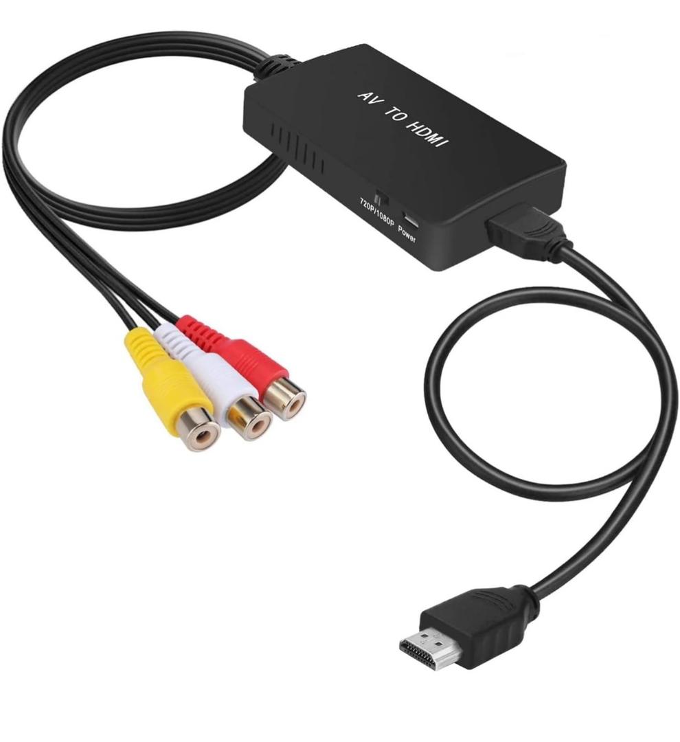 Tengchi RCA to HDMI Converter, Composite to HDMI Adapter Support 1080P PAL/NTSC Compatible with PS one, PS2, PS3, STB, Xbox, VHS, VCR, Blue-Ray DVD Players