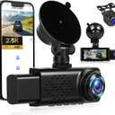 3 Channel 2.5K Dash Cam with WiFi & APP Control, 2.5K+1080P+1080P Front Inside and Rear, Triple Dash Camera with G-Sensor, 24 Hours Parking Mode, Loop Recording, Night Vision