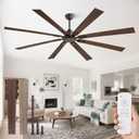 ZMISHIBO 80 Inch Ceiling Fan No Light with Remote Control, 8 Blades Quiet DC Reversible Motor, 6-Speed, Timer, Oil Rubbed Bronze Finish, Indoor Outdoor Ceiling Fans for Patios, Living Room, Garage