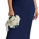 KUTUMAI Off The Shoulder Maxi Long Dress Corset Ruched Bodycon Cocktail Formal Wedding Guest Dresses for Women L