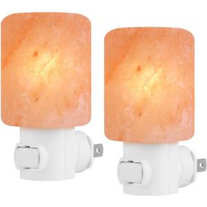 Syntus 2 Pack Himalayan Salt Lamp Natural Crystal Salt Light Glow Hand Carved Night Lights Wall Light, UL Listed Plug for Lighting, Decoration and Air Purifying