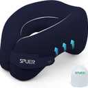 2in1 Ergonomic Memory Foam Travel Neck Pillow  2025 Upgrade Travel Pillow for All Sleep Positions on Flights, Road Trips, and Long Distance Travel with Drawstring Bag (Adjustable - Navy Blue)