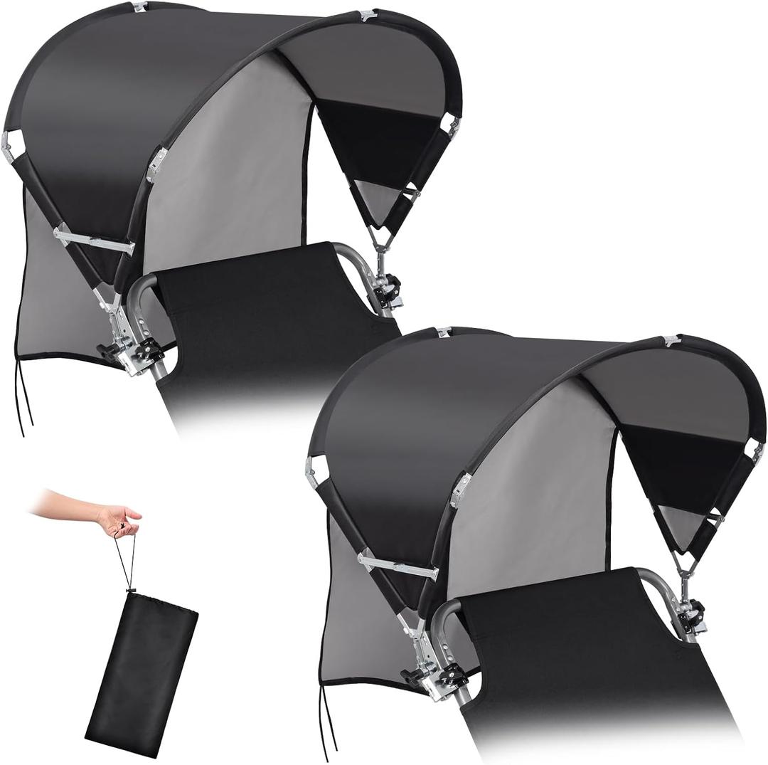 Universal Wind-Resistant Chair Umbrella Canopy, Foldable Portable UPF 50+ Sun Shade Attachment with Adjustable Clamp, Fits Most Beach, Outdoor, Camping, Lawn, Zero Gravity Chairs, Wheelchairs, 2 Pack