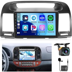 8 Cores 4+64G Radio for Toyota Camry 2001 2002 2003 2004 2005 2006, 9'' Touchscreen for Camry Head Unit with Wireless CarPlay Android Auto Bluetooth5.0 32EQ1280*720 GPS Backup Camera