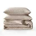 BFS HOME Linen Duvet Cover - Soft Breathable Cotton Linen Blend, 3-Pieces Bedding Set with 2 Pillowcases, Stonewashed Texture, Khaki, All-Season Comfort, 89x81inch 