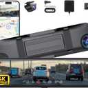 4K + 2.5K Mirror Dash Cam, 12'' Smart Rear View Mirror Camera with with IMX415 Sensor, WiFi, ADAS, BSD, GPS, Full HD Touch Screen, APP Control, Night Vision, Parking Monitoring, Free 64GB Card