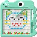 Magnetic Drawing BoardLarge Magnet Doodle Board with Pen and Dot Beads,20 Colored Pattern Cards,Montessori Toys and Travel Toys Two-in-one,Perfect Learning Gift for Toddlers Ages 3-8