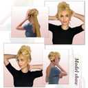 RUWISS Claw Clip Messy Bun Hair Piece Real Human Hair Buns Wavy Curly Chignon Hair Bun Extensions Hair Buns Claw Clip Tousled Updo Ponytail Hairpieces for WomenDark brown