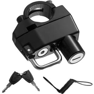 2 PCS Motorcycle Helmet Lock, Anti-Theft Security Aluminum Alloy Handlebar Locks with 2 Keys, Tamper-Proof Safety Helmet Holder Hook for Motorcycles ATVs Dirt Bikes Scooters (Lock+Cable)