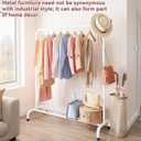 Clothing Clothes Rack with Storage Shelf, 45" L Standard Garment Rack for Hanging Clothes, Metal Portable Wardrobe Rack for Laundry Room, Bedroom, White