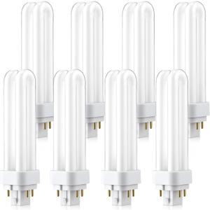 Saillong 8 Pack PLC-13W 4 Pin G24q-1, 4100K White Dimmable Compact Fluorescent Light Bulb, Double Tube, Compatible with Sylvania 20667, GE 97597