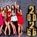 Queekay 8 Pcs Prom Column Standup Photo Booth Decorations 2026 Prom Backdrop Balloon Boxes Cardboard Decoration Column for Party College, 11.8 x 44.9 Inch(Gold, Black)