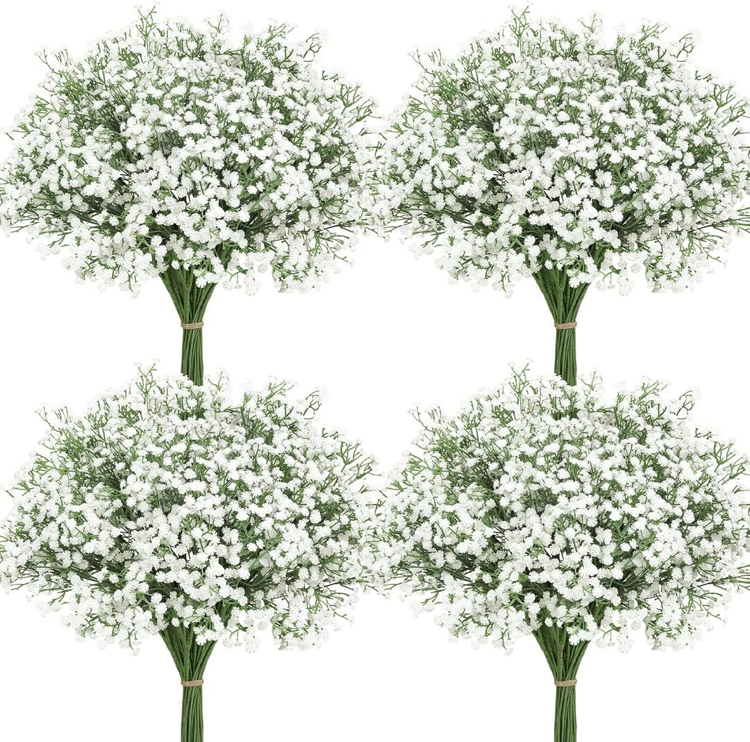 Roberly 30 Pcs Babys Breath Artificial Flowers, 22" Fake Gypsophila Flowers with Long Stems Real Touch Faux Greenery Plants DIY Flores Bouquet for Vase Wedding Floral Party Outdoor Garden Home Decor