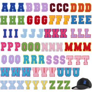 78PCS Iron-on Letter Patches A-Z Embroidered Alphabet Applique Sew-on Letter Patches with Iron-on Adhesive for Decorating Repair Hats Shirts Jeans Bags, Approx. 2.8in x W>2.8in