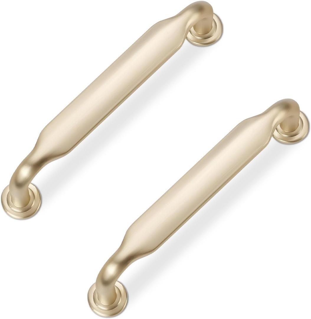 10 Pack 3-3/4 Inch Cabinet Pulls Brushed Brass Kitchen Cabinet Handles Zinc Alloy Drawer Pulls Solid Cabinet Hardware