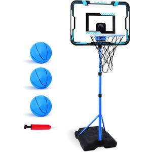 Nattork Kids Basketball Hoop, Adjustable Height Toddler Basketball Hoop Stand, Indoor Outdoor Basketball Goal Toy for Boys Girls Ages 3~8 Years Old, Includes 3 Balls, Ideal for Birthday Gift