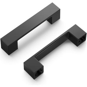 Hickory Hardware 10 Pack Kitchen Cabinet Handles, Low Profile Drawer Pulls for Doors & Dresser Drawers, Hardware for Bathroom, 3" Hole Center, Matte Blac