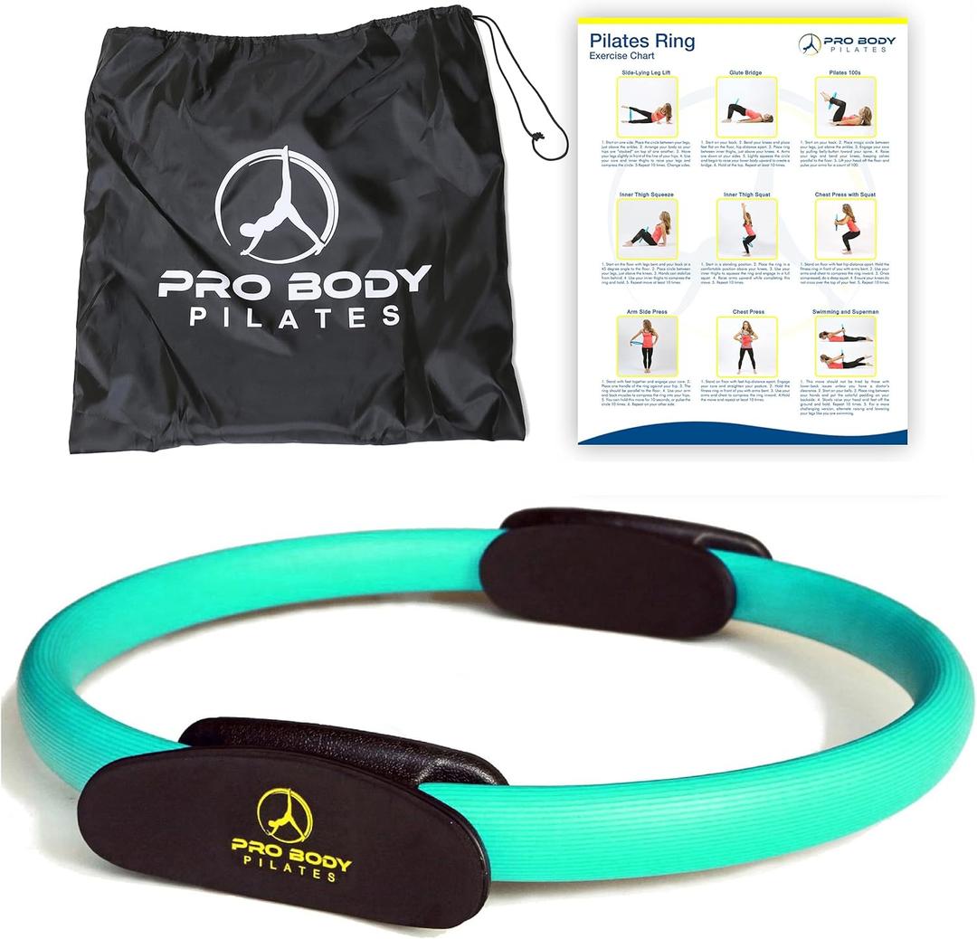 ProBody Pilates Fitness Circle  14 Inch Pilates Ring for Focusing on Toning Inner Thighs, Arms, and Core (Aqua)
