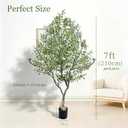 7FT Large Faux Olive Tree with Black Pot, Tall Artificial Olive Tree UV Resistant with Sturdy Branches & Realistic Green Leaves, Silk Plants for Home Decor Indoor Office Outdoor Porch Patio
