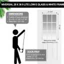 Pushglossy 20 x 36 Inch Entry Door Clear Glass Insert Low E 9 Lite White Frame Easy to Install Window Grille Inserts for Garage Door Replacement Glass Windows