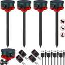 Qualirey 2 Pack Solar Outdoor Motion Sensor Alarm-Dog Barking&Gunshot Sound Support Recording Animal Deterrent for Home Security, 13 Kinds of Sounds (Red)