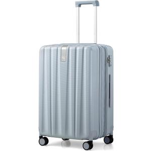 Hanke 24 Inch Expandable Medium Checked Luggage with 8 Spinner Wheels, 24 Inch EXT, Grey