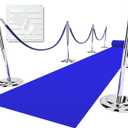 EZLucky Navy Blue Carpet Runner for Party, 2.6X15 ft, 130GSM Felt Non-Woven with Double-Sided No Traces Adhesive Sticke, Aisle Runner for Wedding, Movie Theme Party Decos, Blue Rug for Prom
