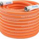 Fevone 100 ft Garden Hose, Lightweight and Flexible, Heavy Duty Water Hose - 5/8" ID, Burst 600 Psi, Hybrid Polymer, Kink Resistance, Drinking Water Safe, 3/4" GHT Aluminum Fittings, Orange