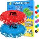 Beach Games Flying Disc Pool Toy: 2 Pack Water Discs for Kids - Soaks The Target On Impact - Best Outdoor Swimming Pool Toys for Kids - Fun Beach Games & Soft Toy Water Toys Ages 4-8 8-12 (Red & Blue)